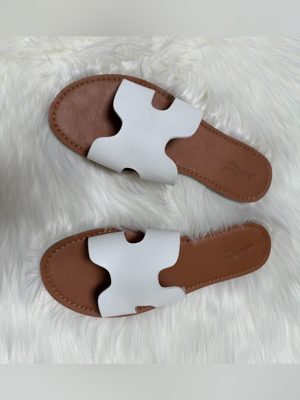White Cut-Out Jenny Slide Sandals - Picture 2 of 5